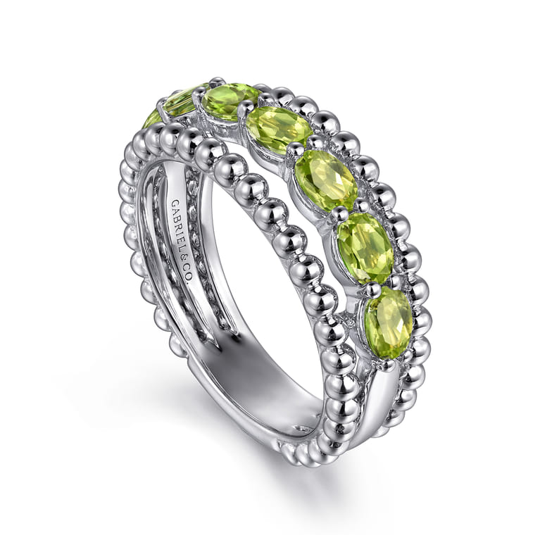 925 Sterling Silver Bujukan Peridot Easy Stackable Ring - Shot 3