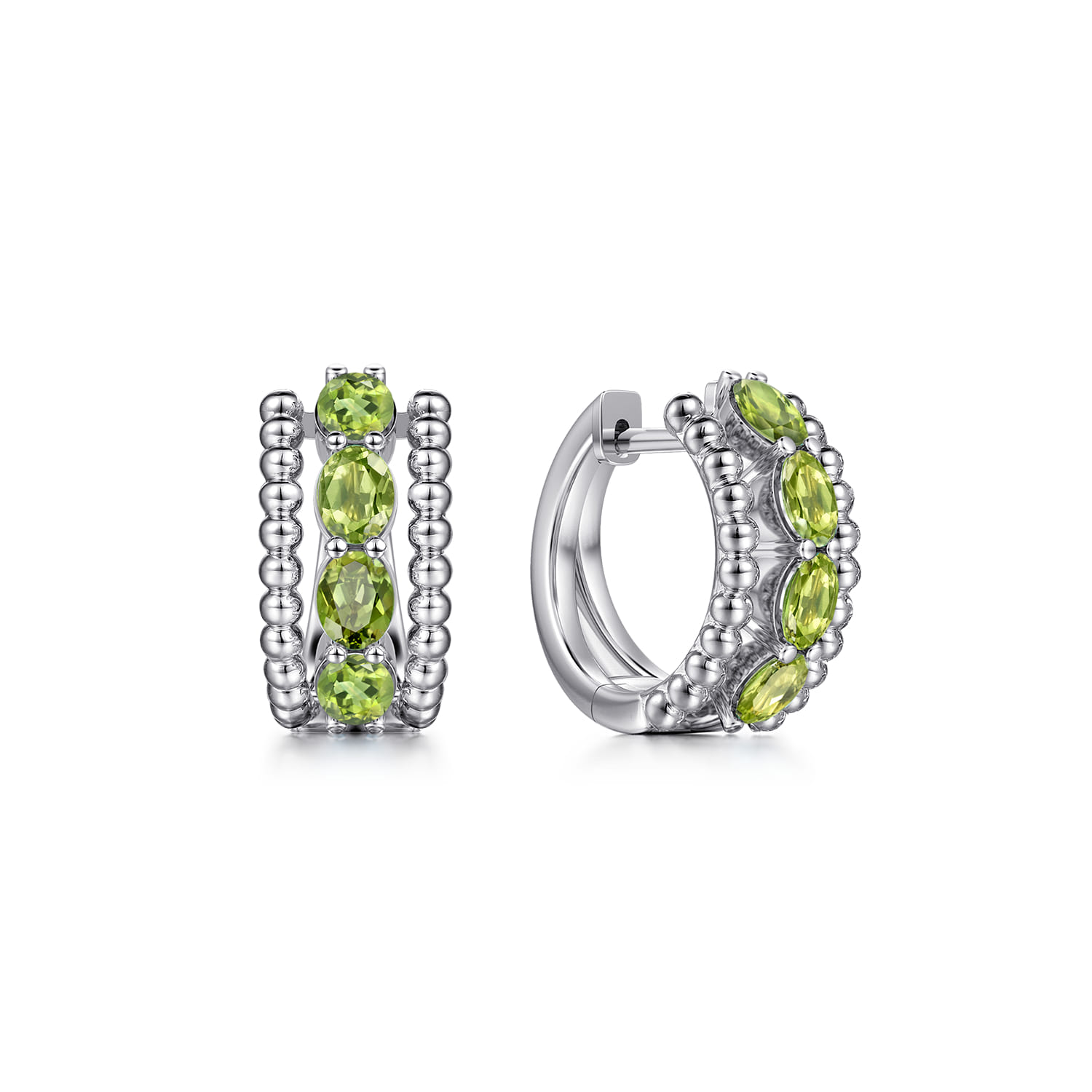 925 Sterling Silver Bujukan Peridot Huggie Earrings - Shot 1