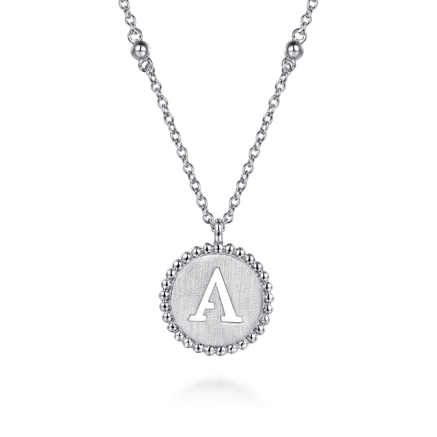 925 Sterling Silver Bujukan Punch out Initial A Medallion Pendant Necklace