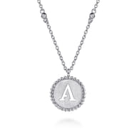 925 Sterling Silver Bujukan Punch out Initial A Medallion Pendant Necklace