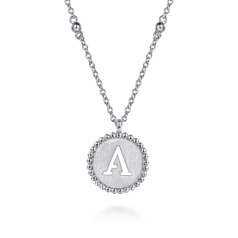 925 Sterling Silver Bujukan Punch out Initial A Medallion Pendant Necklace - Shot 1