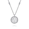 925 Sterling Silver Bujukan Punch out Initial A Medallion Pendant Necklace