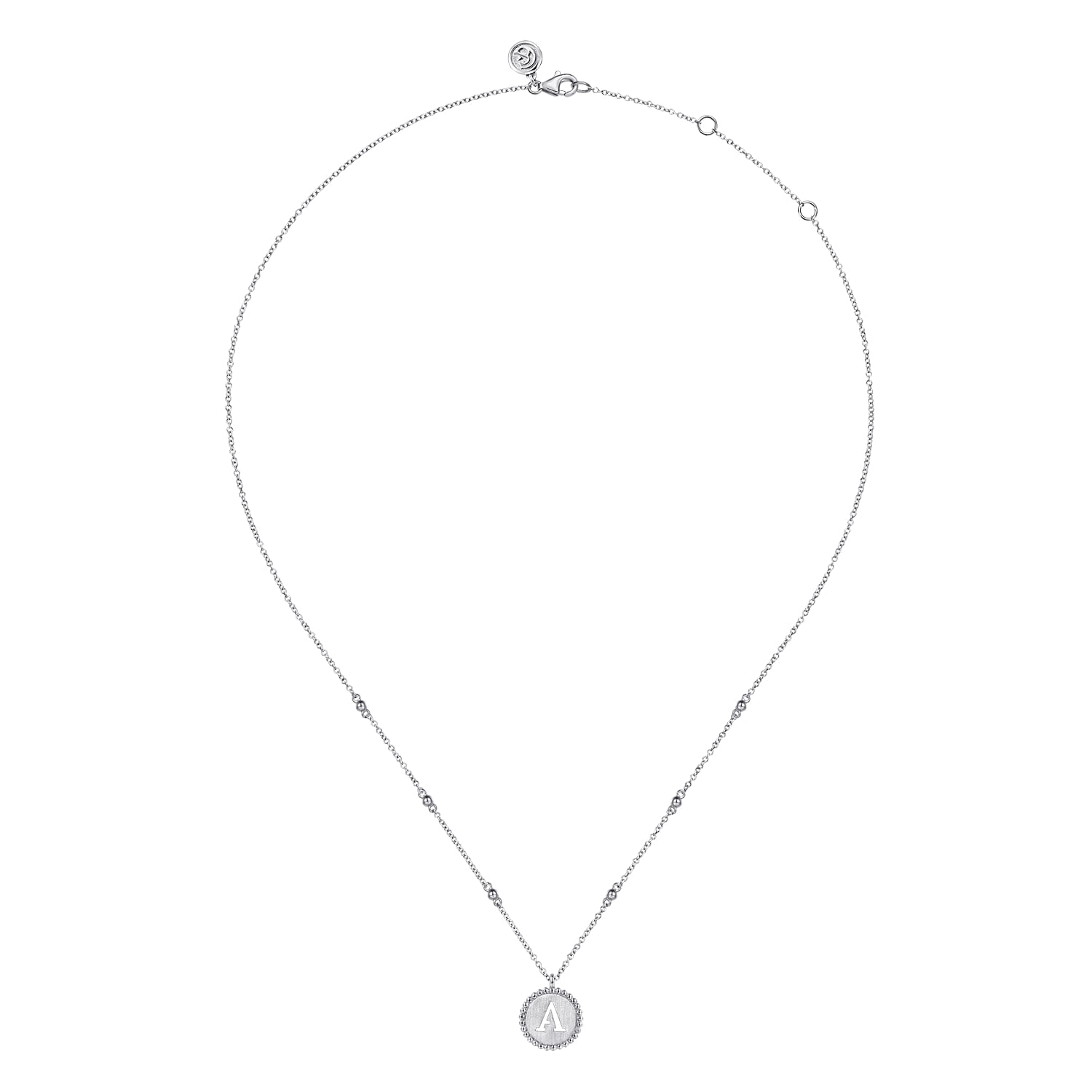 925 Sterling Silver Bujukan Punch out Initial A Medallion Pendant Necklace