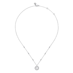 925 Sterling Silver Bujukan Punch out Initial A Medallion Pendant Necklace