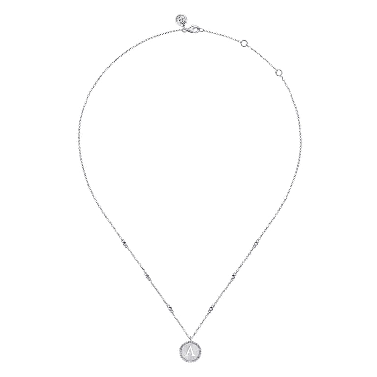 925 Sterling Silver Bujukan Punch out Initial A Medallion Pendant Necklace - Shot 2