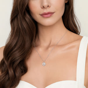 925 Sterling Silver Bujukan Punch out Initial A Medallion Pendant Necklace