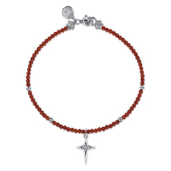925-Sterling-Silver-Bujukan-Red-Agate-Bead-and-White-Sapphire-Cross-Charm-Bracelet1