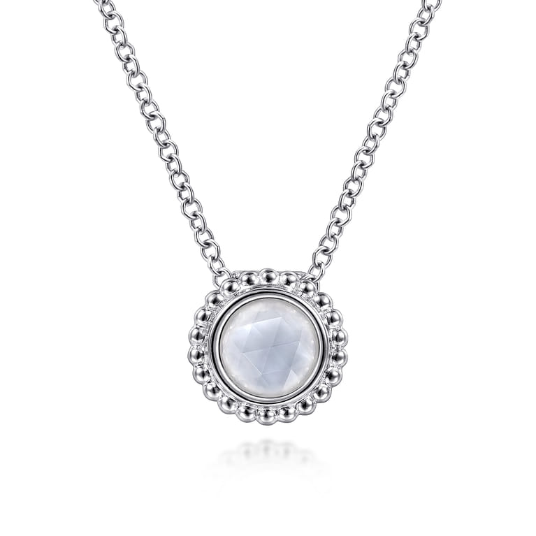 925 Sterling Silver Bujukan Rock Crystal White MOP Pendant Necklace - Shot 1