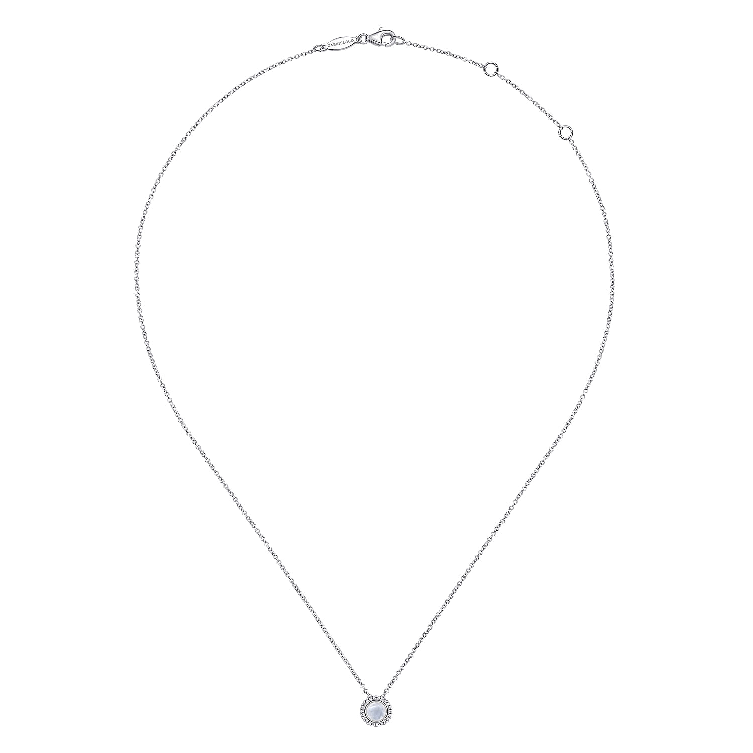 925 Sterling Silver Bujukan Rock Crystal White MOP Pendant Necklace - Shot 2
