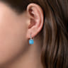 925 Sterling Silver Bujukan Rock Crystal and Turquoise Leverback Earrings