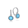 925 Sterling Silver Bujukan Rock Crystal and Turquoise Leverback Earrings