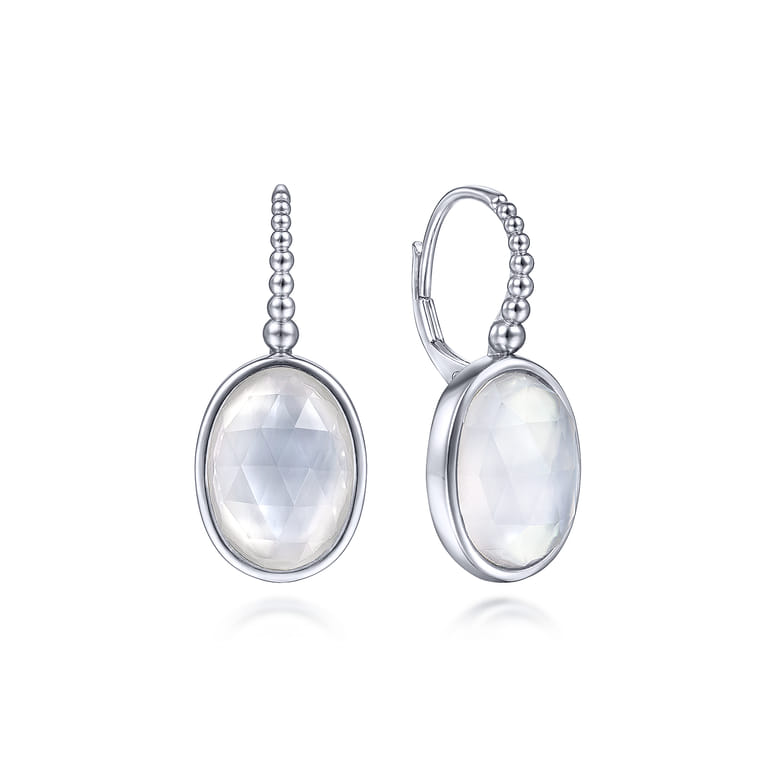 925 Sterling Silver Bujukan Rock Crystal and White MOP Drop Earrings - Shot 1