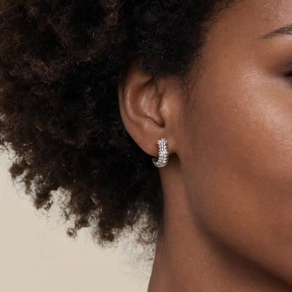 925 Sterling Silver Bujukan Shrimp J Hoop Earrings