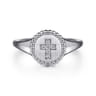 925 Sterling Silver Bujukan Signet Ring with Diamond Cross - 0.03 ct