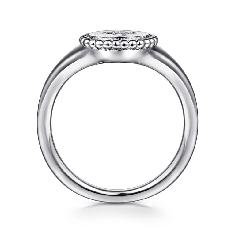 925 Sterling Silver Bujukan Signet Ring with Diamond Cross - 0.03 ct - Shot 2
