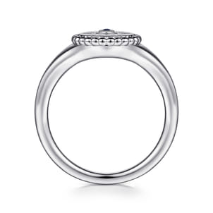 925 Sterling Silver Bujukan Signet Ring with Diamond and Sapphire Evil Eye