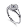 925 Sterling Silver Bujukan Signet Ring with Diamond and Sapphire Evil Eye - 0.05 ct