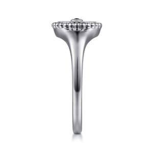 925 Sterling Silver Bujukan Signet Ring with Diamond and Sapphire Evil Eye