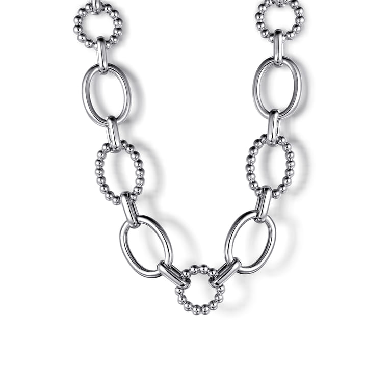 925 Sterling Silver Bujukan Station Link Chain Necklace - Shot 1