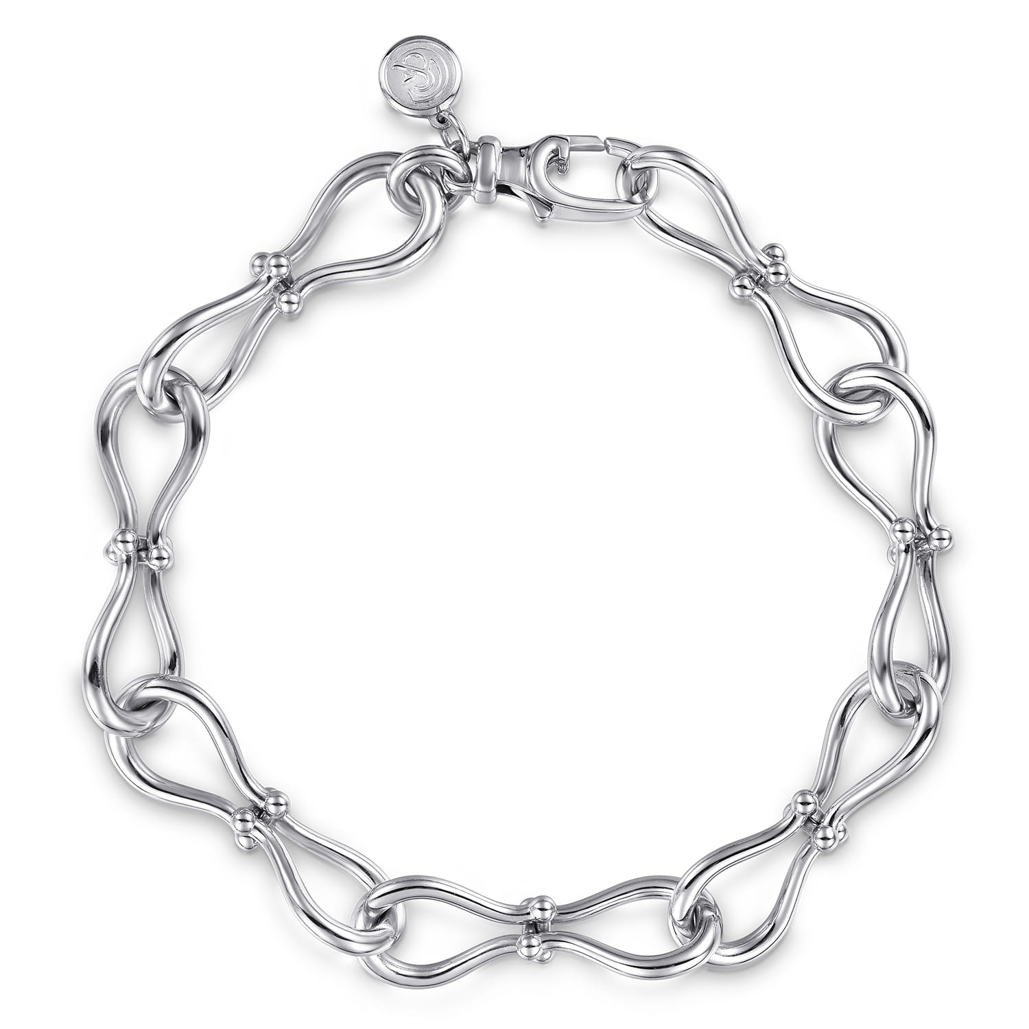925 Sterling Silver Bujukan Stirrup Link Chain Bracelet - Shot 1
