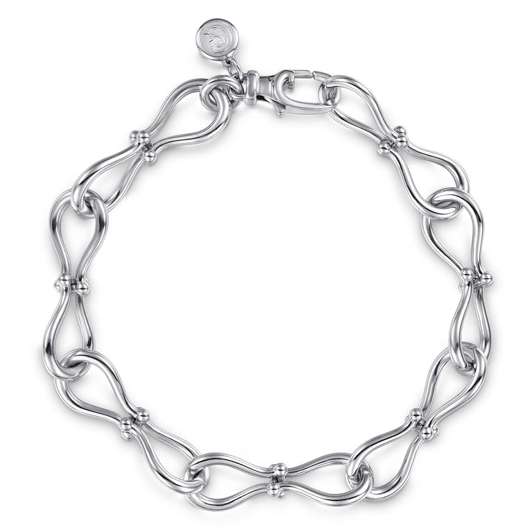 925 Sterling Silver Bujukan Stirrup Link Chain Bracelet - Shot 1