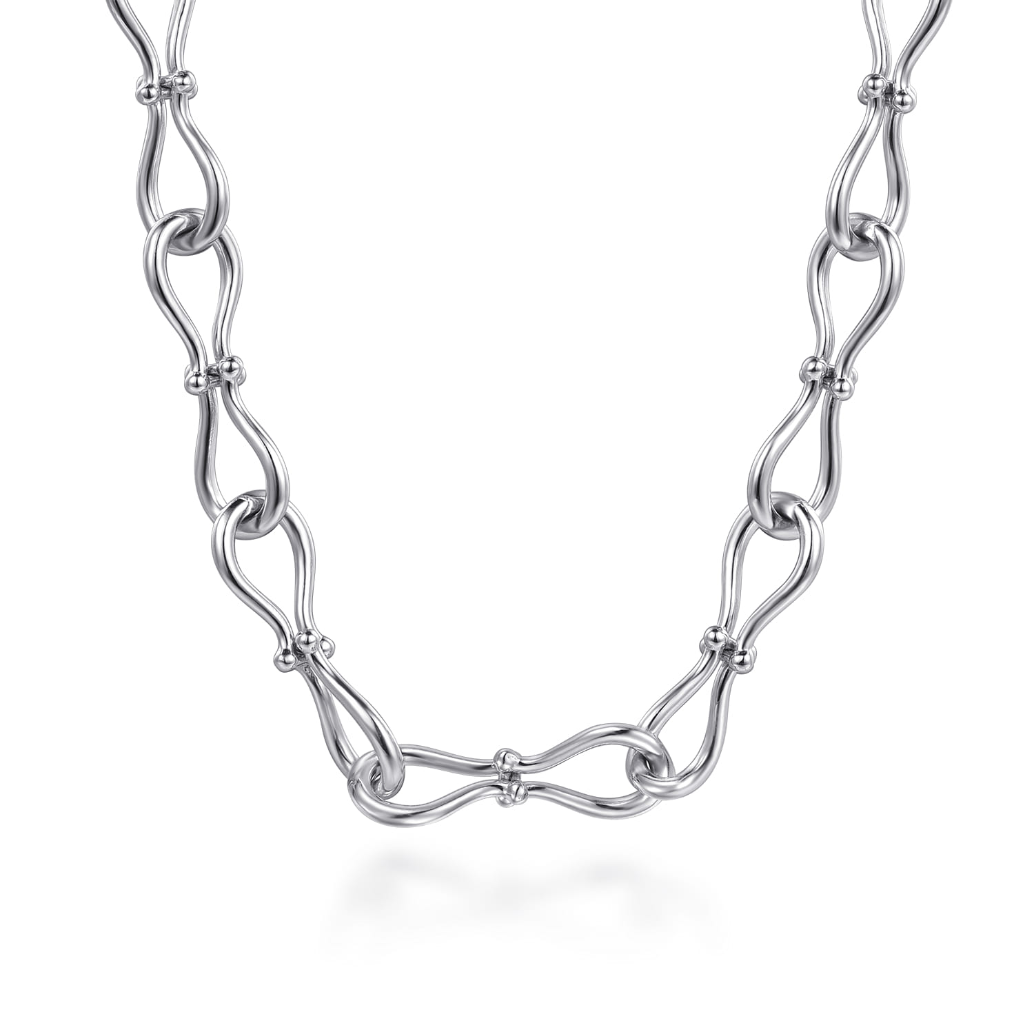 925 Sterling Silver Bujukan Stirrup Link Chain Necklace - Shot 1