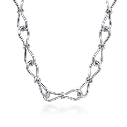 925 Sterling Silver Bujukan Stirrup Link Chain Necklace