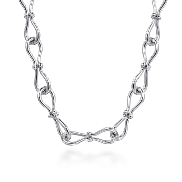 925 Sterling Silver Bujukan Stirrup Link Chain Necklace - Shot 1