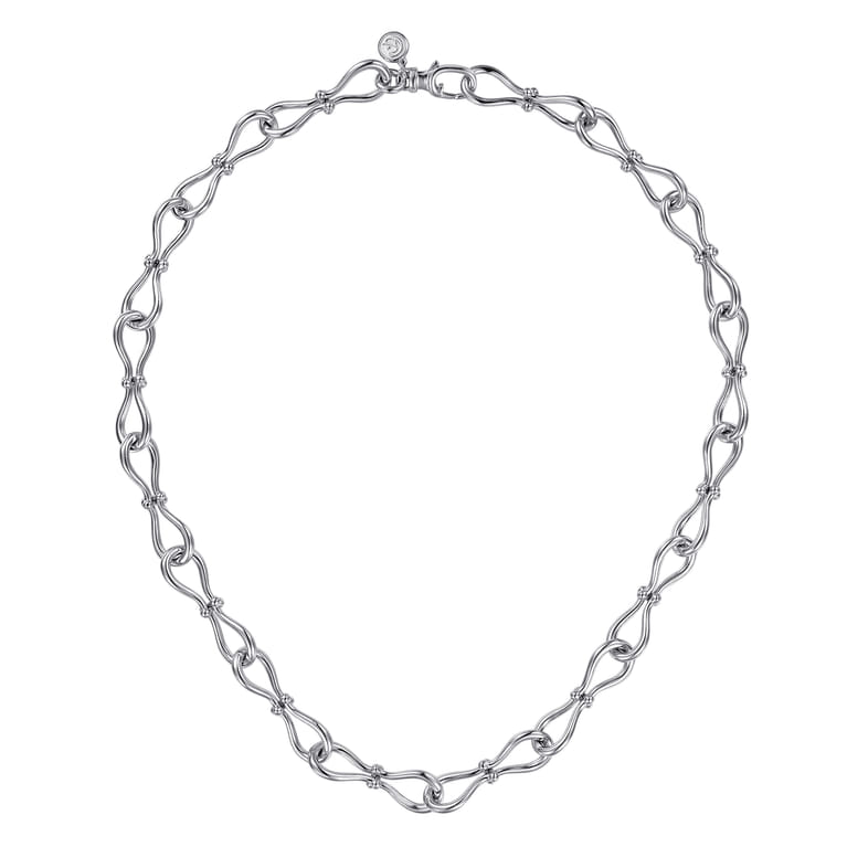 925 Sterling Silver Bujukan Stirrup Link Chain Necklace - Shot 2