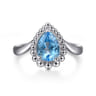 925 Sterling Silver Bujukan Swiss Blue Topaz Chevron Ring