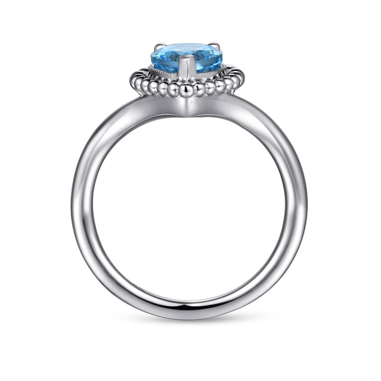 925 Sterling Silver Bujukan Swiss Blue Topaz Chevron Ring - Shot 2