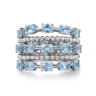 925 Sterling Silver Bujukan Swiss Blue Topaz Easy Stackable Ring