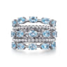 925 Sterling Silver Bujukan Swiss Blue Topaz Easy Stackable Ring