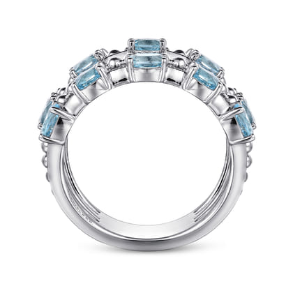 925 Sterling Silver Bujukan Swiss Blue Topaz Easy Stackable Ring