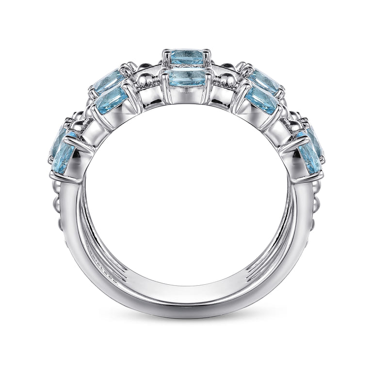 925 Sterling Silver Bujukan Swiss Blue Topaz Easy Stackable Ring - Shot 2