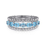 925 Sterling Silver Bujukan Swiss Blue Topaz Easy Stackable Ring