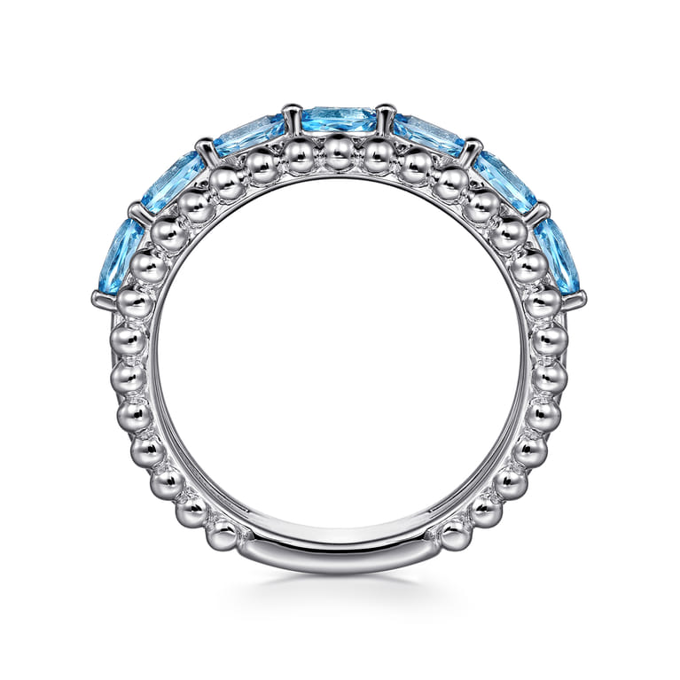 925 Sterling Silver Bujukan Swiss Blue Topaz Easy Stackable Ring - Shot 2
