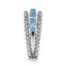 925 Sterling Silver Bujukan Swiss Blue Topaz Easy Stackable Ring