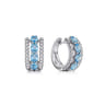 925 Sterling Silver Bujukan Swiss Blue Topaz Huggie Earrings