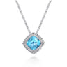 925 Sterling Silver Bujukan Swiss Blue Topaz Pendant Necklace