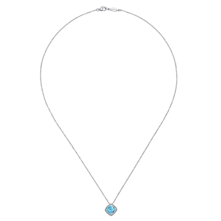 925 Sterling Silver Bujukan Swiss Blue Topaz Pendant Necklace - Shot 2