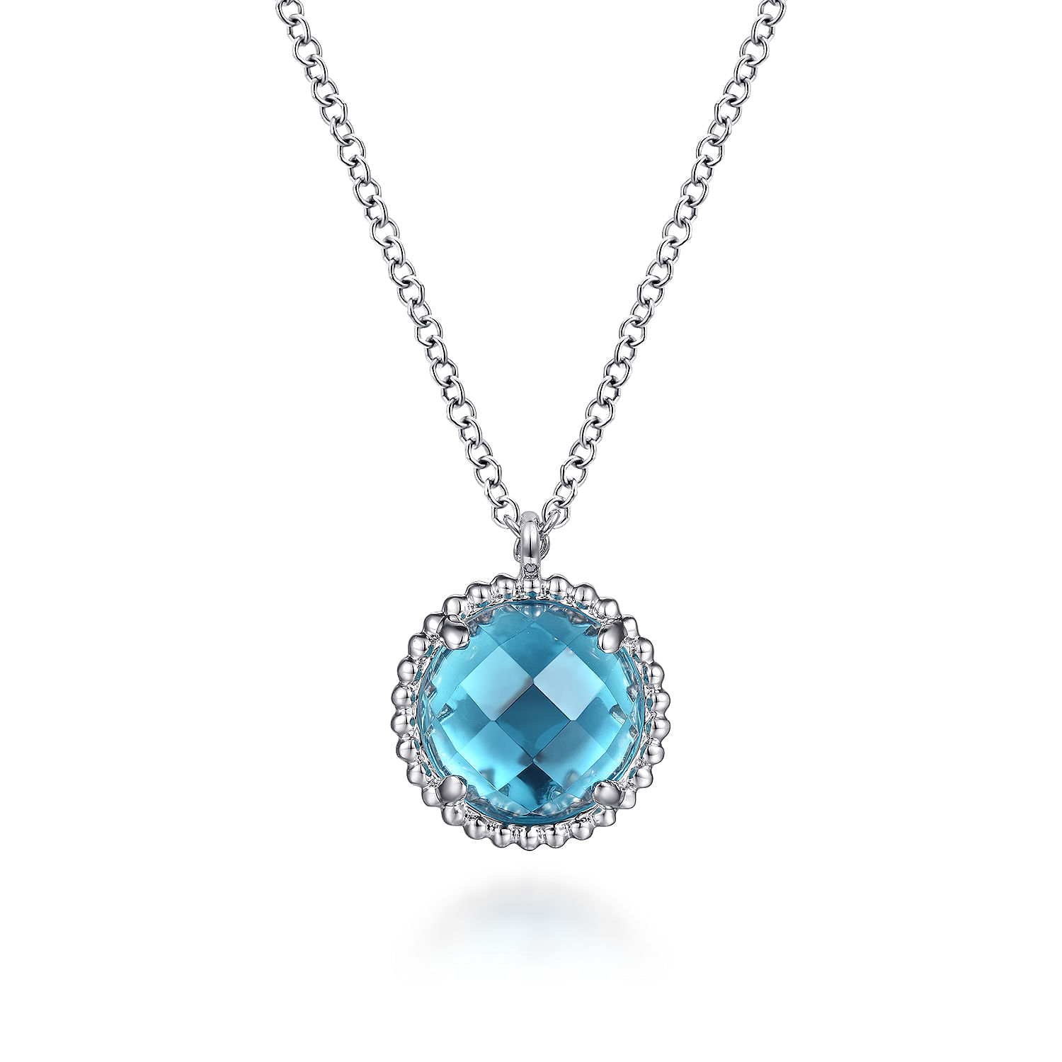 925 Sterling Silver Bujukan Swiss Blue Topaz Pendant Necklace
