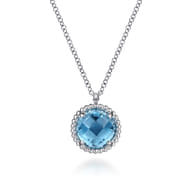 925 Sterling Silver Bujukan Swiss Blue Topaz Pendant Necklace