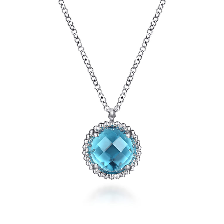 925 Sterling Silver Bujukan Swiss Blue Topaz Pendant Necklace - Shot 1
