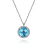 925 Sterling Silver Bujukan Swiss Blue Topaz Pendant Necklace
