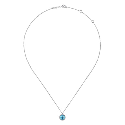 925 Sterling Silver Bujukan Swiss Blue Topaz Pendant Necklace