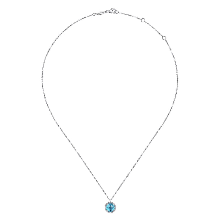 925 Sterling Silver Bujukan Swiss Blue Topaz Pendant Necklace - Shot 2