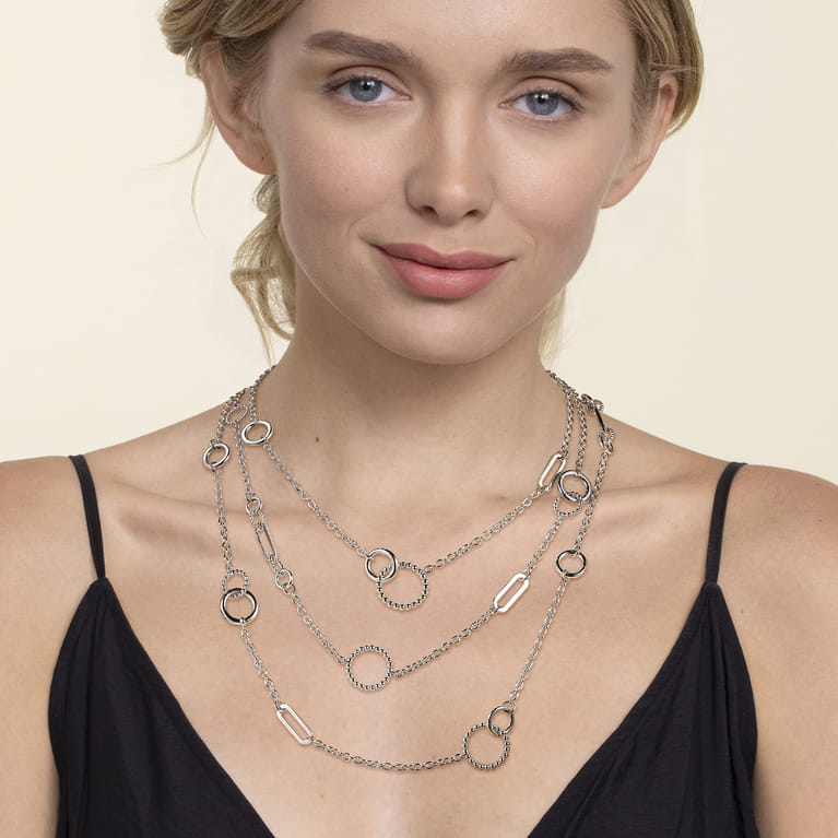 925 Sterling Silver Bujukan Transformable Layered Necklace - Shot 3