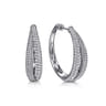 925 Sterling Silver Bujukan White Sapphire 30mm Intricate Hoop Earrings