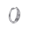925 Sterling Silver Bujukan White Sapphire 30mm Intricate Hoop Earrings